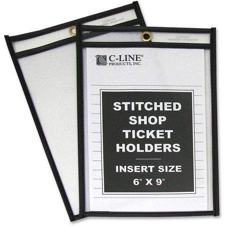 C-LINE PRODUCTS Shop Ticket Holder, Stitched, 6"x9", 25/BX, Clear Vinyl 25PK CLI46069